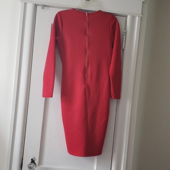 Red, midi, faux wrap dress - Picture 3 of 3